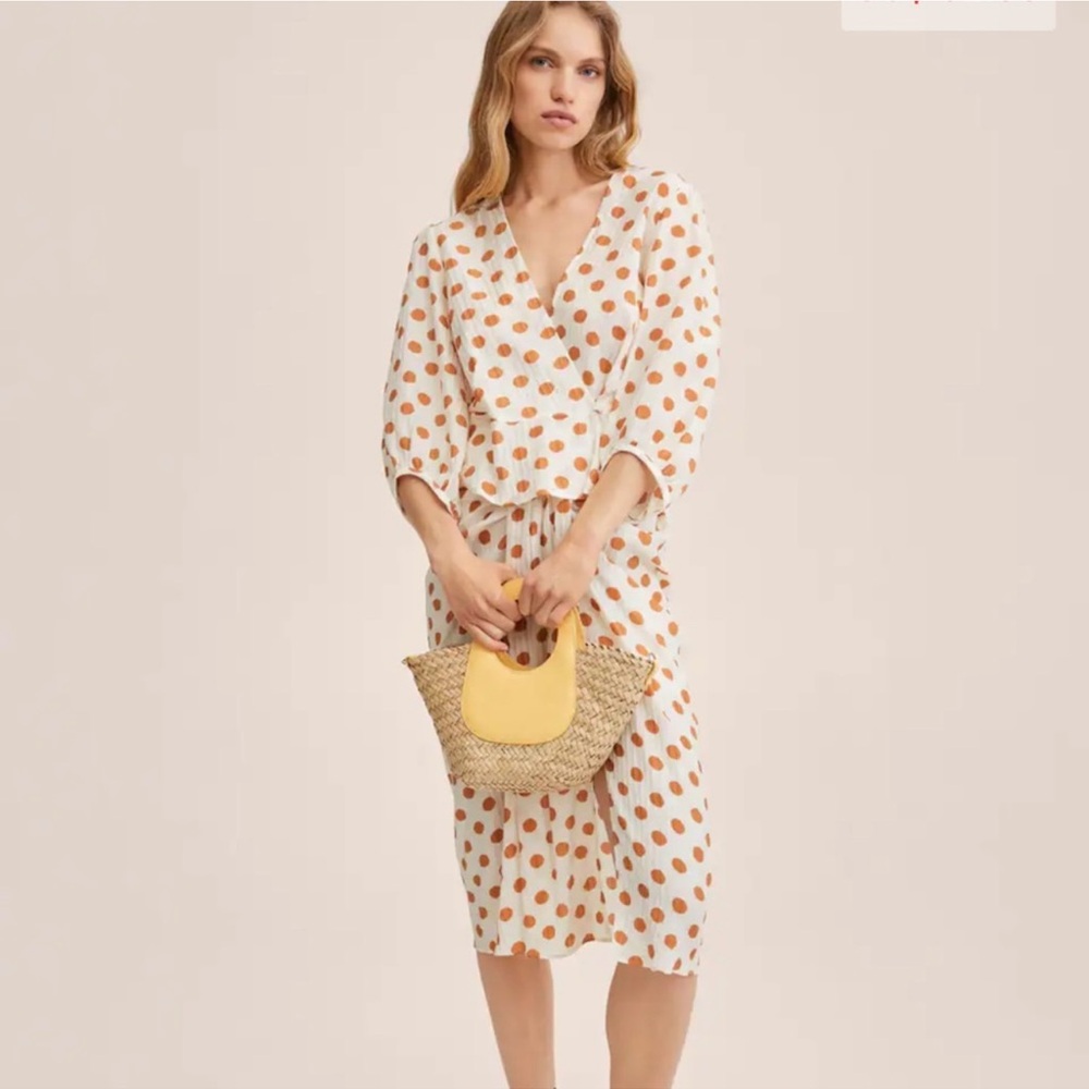 MNG pleated polka dot skirt NWT